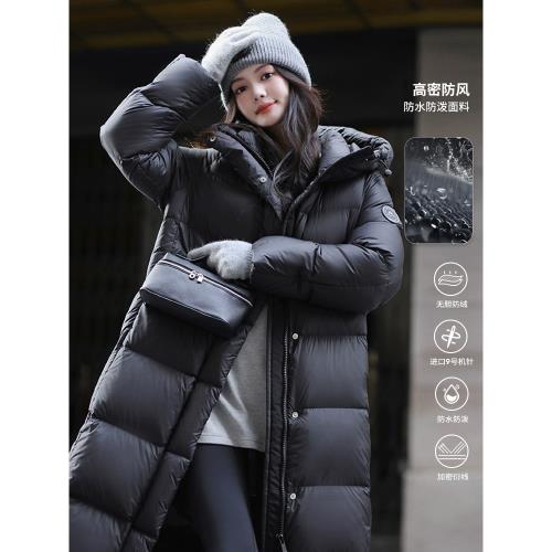 梅子熟了雪山95絨冬季黑色連帽羽絨服長款680+高蓬白鴨絨外套女
