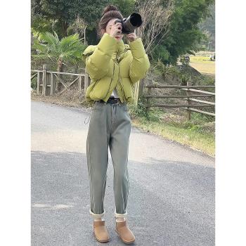寬松短款連帽羽絨棉服女2024年冬季新款休閑時尚百搭加厚保暖外套