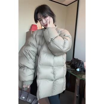 韓版寬松加厚保暖羽絨棉服女2024冬季新款休閑時尚百搭麵包服外套