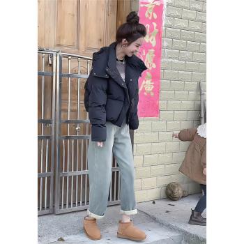 2024韓版小個子短款連帽羽絨棉服女冬季新款休閑時尚百搭保暖外套