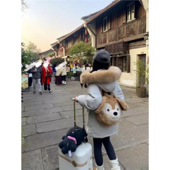 （特價清倉）派克服羽絨服女輕薄保暖冬真大毛領寬松小個子外套