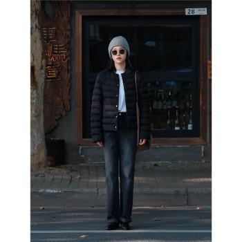 2024年新款女裝冬季短款羽絨服女小個子黑色顯瘦白鵝絨外套輕薄款
