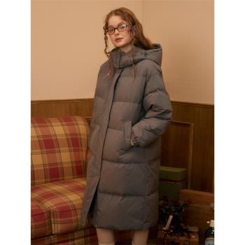 LOLOL ®人手一件！中長款白鴨絨連帽羽絨服女加厚帶帽外套2024冬