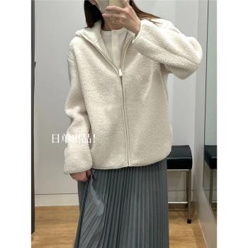 日單U品冬季女款仿羊羔絨搖粒絨連帽外套拉鏈開衫保暖上衣430644