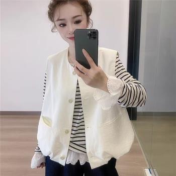 羽絨服馬甲女背心2024新款小個子百搭圓領蝴蝶結冬季顯瘦外套女潮