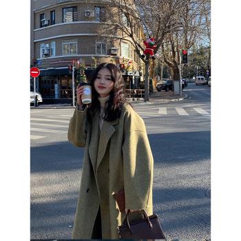 桑蠶絲高貨！富家千金 24秋冬 雙面羊絨大衣女 雙排扣羊毛呢外套