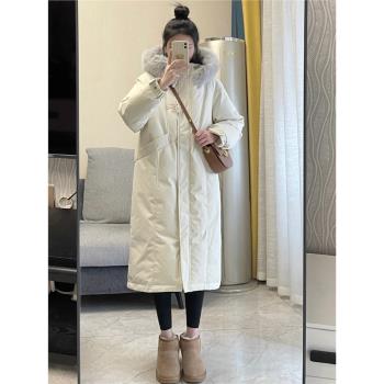 東大門鹿芊時長款狐貍毛領羽絨服