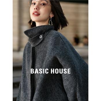 Basic House/百家好雙面呢短款毛呢外套2024秋冬法式加厚羊毛大衣