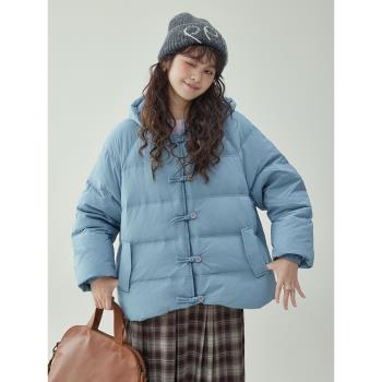 「北島AMUU原創」甜美純色連帽90白鴨絨羽絨服女冬季保暖外套上衣