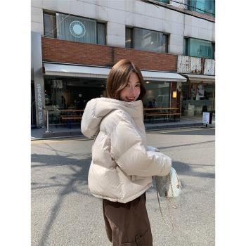 alex stevens肯豆風90白鴨絨短款羽絨服女冬季加厚連帽麵包服外套