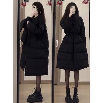 2023冬裝新款今年流行韓系高階感長款黑色羽絨棉服女爆款外套大衣