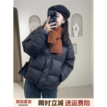 黑色羽絨棉服女短款冬季韓系穿搭小個子高階感今年流行棉襖厚外套