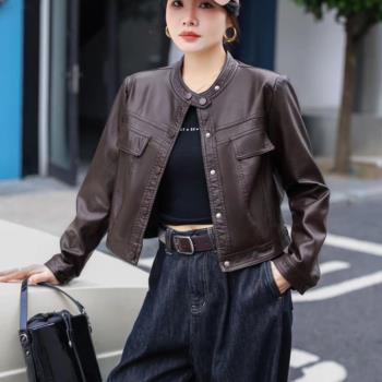 加棉加厚皮衣外套女短款冬季高階感小個子百搭休閑PU皮夾克上衣潮