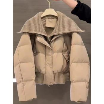 2023年新款羽絨棉服女短款高腰大翻領時尚高級感好看冬裝保暖外套