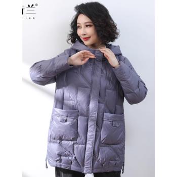 洋氣保暖連帽加肥加大外套羽絨服