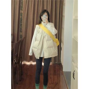 羽絨馬甲女外穿背心2024秋冬新款寬松百搭學院風網紅馬夾坎肩外套