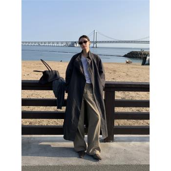 ZHAIAIAIA 時尚立領中長款大衣女秋冬新款風衣氣質老錢風寬松外套