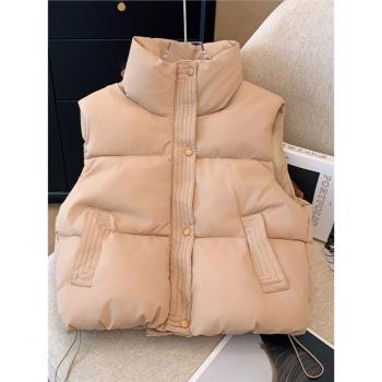 時尚立領羽絨棉服馬甲背心外套大碼女裝2024冬新款胖mm麵包服上衣