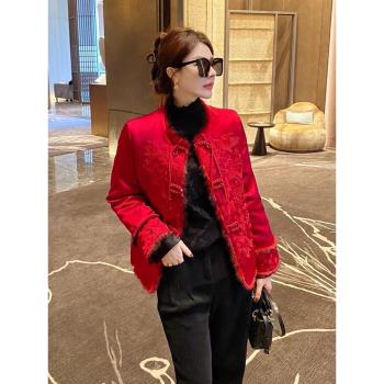 新中式國風女裝紅色復古短款棉襖棉服女2025新款早秋季小個子外套