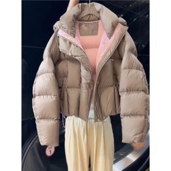 獨特超好看灰色短款羽絨服棉女冬季2024新款小個子麵包服加厚外套
