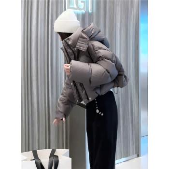 2024年加厚保暖短款連帽羽絨棉服女冬季新款韓版休閑時尚百搭外套