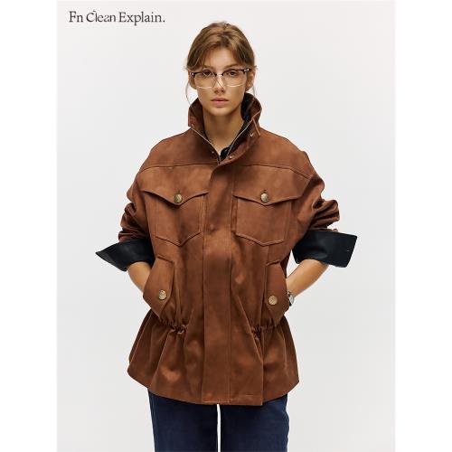 Fn Clean Explain巴恩風麂皮派克外套女設計感小眾情侶雅丹夾克