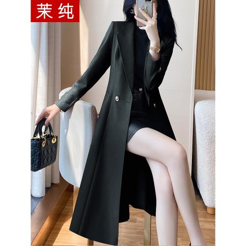 風衣外套女秋冬新款黑色長款高個子收腰西服韓系高級感超好看大衣
