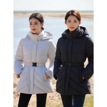 中國羽物高階收腰顯瘦羽絨服女2024冬季新款加厚保暖外套95白鴨絨