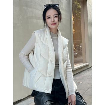 柔軟舒服無袖秋冬2023新款時尚韓版羽絨馬甲女保暖白鴨絨網紅外套