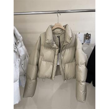 韓國羽絨服女冬季2024年新款小個子短款立領寬松加厚麵包服外套潮