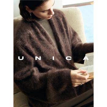 UNICA/柔膚之享100羊絨拉毛 紙片人百搭實用慵懶針織毛衣開衫外套