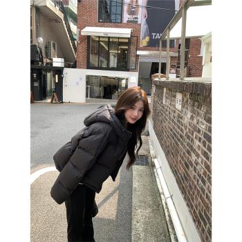 alex stevens肯豆風90白鴨絨短款連帽羽絨服女冬季加厚麵包服外套