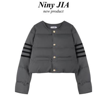 Niny JIA短款羽絨棉服女冬季新款韓版時尚寬松小棉襖無領棉衣外套