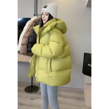 2024韓版寬松連帽羽絨棉服女冬季新款休閑時尚百搭保暖麵包服外套