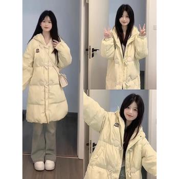 冬季棉服女2024年新款韓系學院風小個子牛角扣加厚棉衣棉襖外套潮