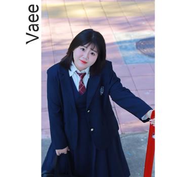 Vaee大碼女裝秋季新款學院風三件套西裝外套氣質襯衫背心連衣裙