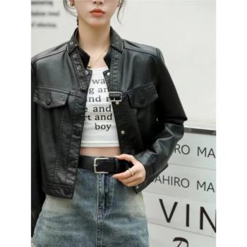 春秋冬新款韓版外套女百搭軟皮ou皮衣夾克顯瘦寬松休閑復古上衣潮