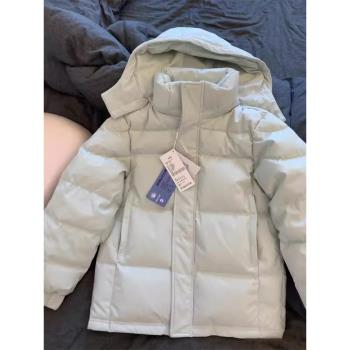 天藍色立領羽絨棉服外套女冬季加厚保暖棉衣夾棉棉襖小個子麵包服