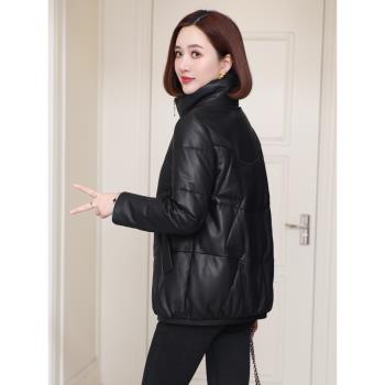 真皮羽絨服女裝保暖2024年冬季新款海寧綿羊皮外套小個子短款皮衣