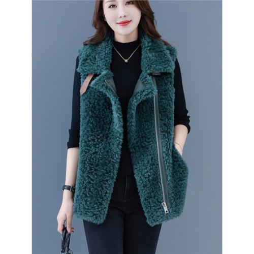 仿羊羔絨馬甲女秋冬季2025新款時尚加絨加厚皮毛一體坎肩背心外套