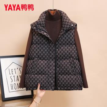 鴨鴨羽絨服女款外穿馬甲冬季2024年新款立領寬松馬夾背心短款外套