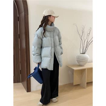 高階感洋氣中長款咖色立領麵包服