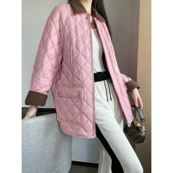 LADY.B.S 土耳其綿羊皮真皮羽絨服女中長款寬松皮衣絎線鵝絨外套