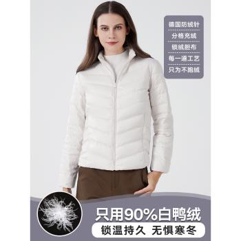 樂比心短款修身連帽輕薄羽絨服