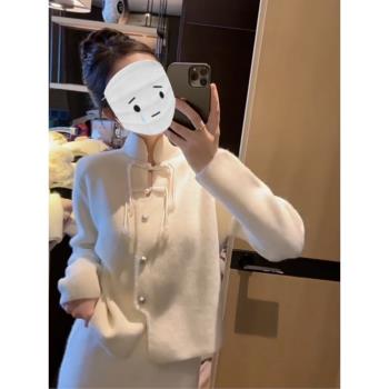 清倉特價新中式國風盤扣針織開衫女士秋冬款保暖內搭毛上衣外套