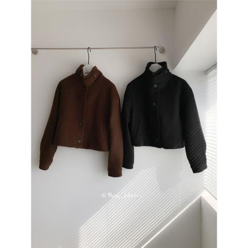 IN廣州UUS韓版高級立領羊毛呢子外套女裝冬季1965