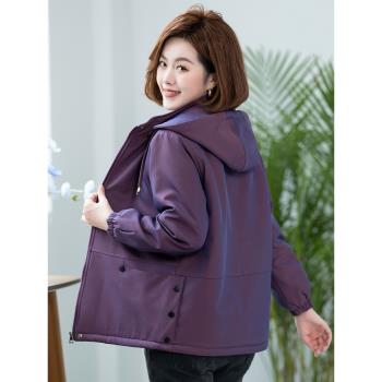 加絨保暖中年媽媽羊羔絨棉衣時尚洋氣派克服冬裝女款女士洋氣外套