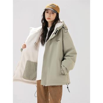 棉服外套女冬季2024新款寬松雙面穿加厚羊羔絨今年流行爆款沖鋒衣