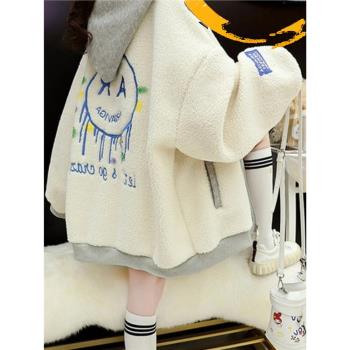 中長款毛絨歐貨刺繡假兩件羊羔