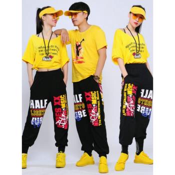 網紅廣場舞健身操服裝曳步舞套裝爵士街舞褲子團隊演出運動服女